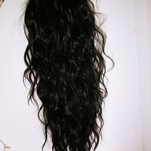 Black Wavy Synthetic Half-Wig